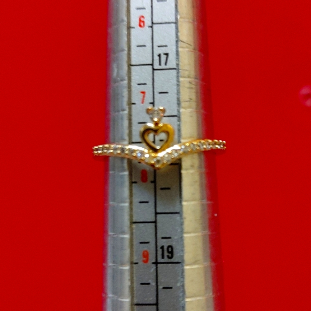 New size 7.5 cz heart crown gold filled ring